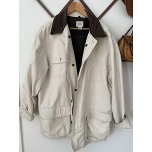 Vintage 90s G.H. Bass Tan Barn Jacket Flannel Lined Size L Needs TLC